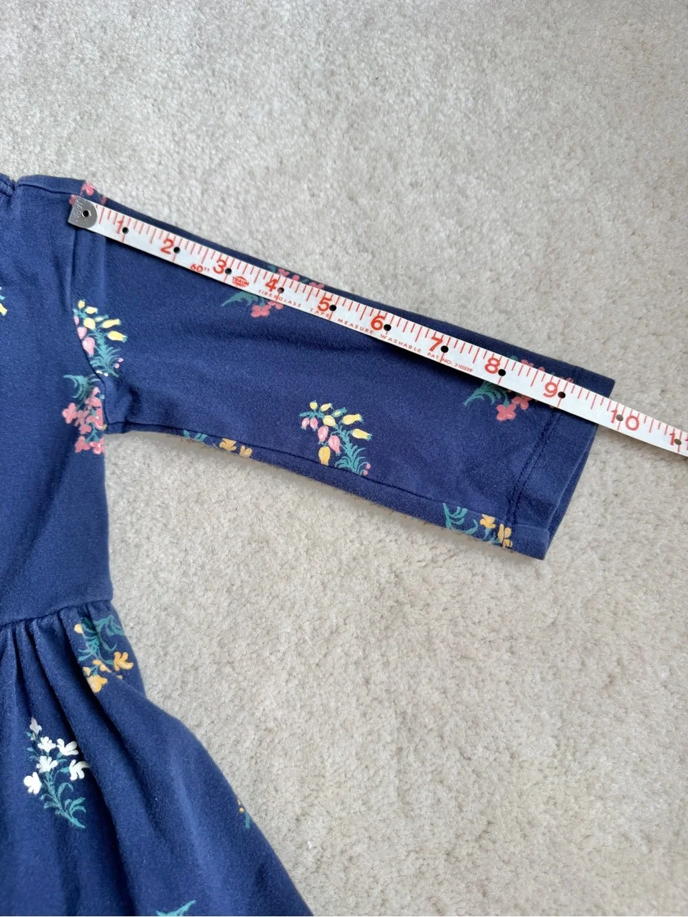 Janie and Jack Navy Floral Long Sleeve Dress Girls Size 3
